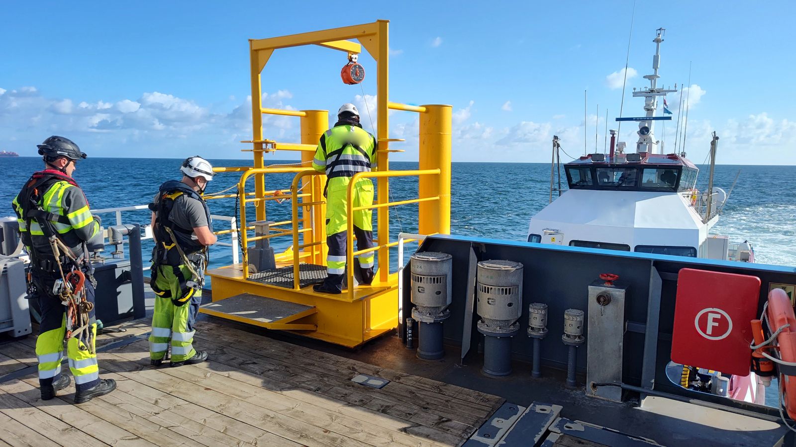 Jack-up vessel in port during operations
